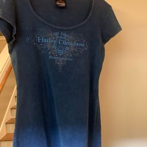 Ladies Harley Davidson blue large tshirt